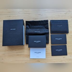 🔥SAINT LAURENT LEATHER PEBBLE CARD HOLDER WALLET MEN'S Black YSL SLP